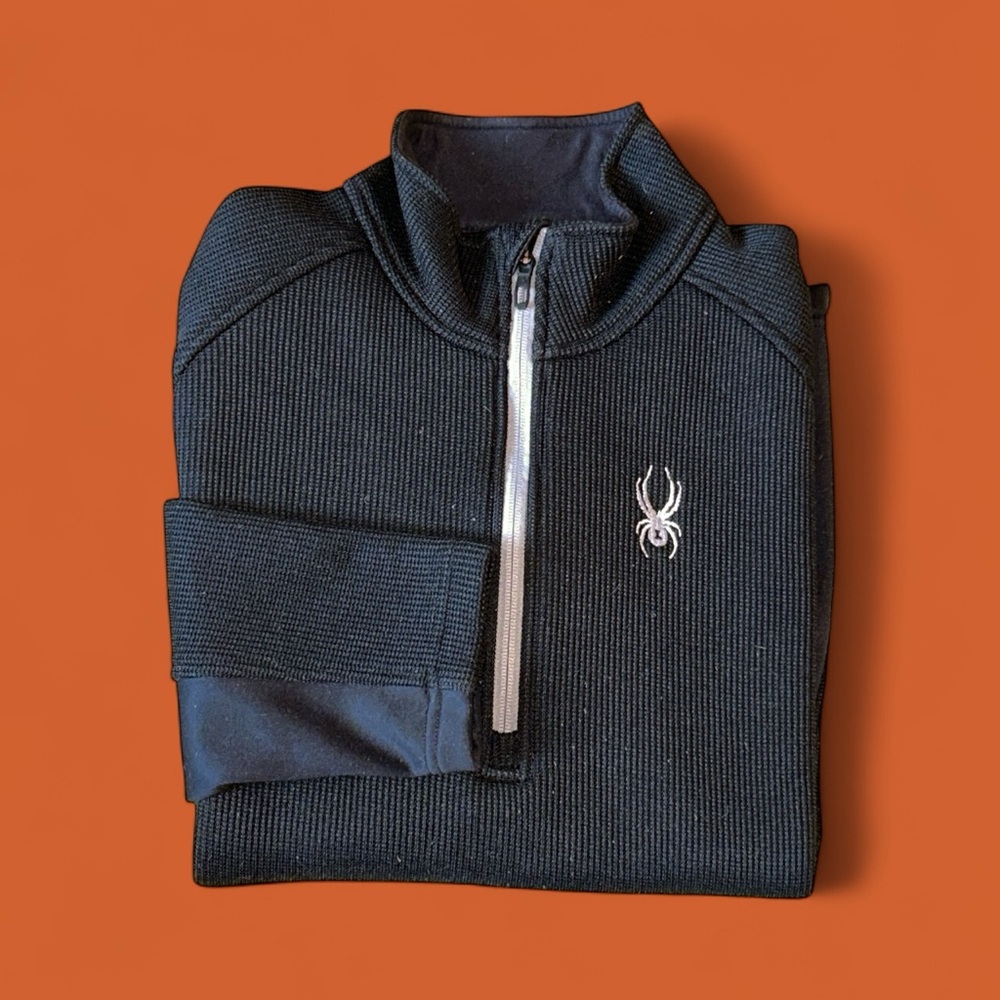 Spyder Men's Outbound 1/4 Zip Black Fleece Pullover Jacket Men’s Size Large